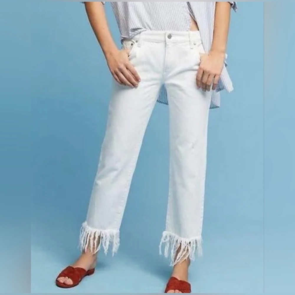Pilcro and the Letterpress White Fringe Hem Jeans - Picture 2 of 10